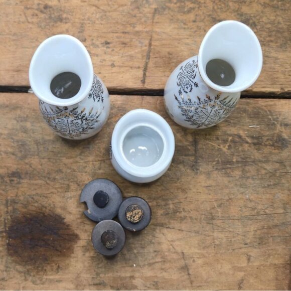 Vintage Atomic Cruet Set Oil Vinegar toothpick Jar Mcm - Picture 3 of 11